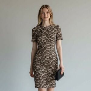 Babaton Taupe/Black Fitted Dress,  Fully Lined